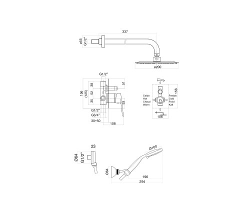 Душевая система Fiore Kevon Black Matt 81NN7557 черный