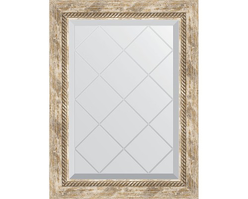 Зеркало Evoform Exclusive-G 71х53 BY 4005 с гравировкой в багетной раме - Прованс с плетением 70 мм