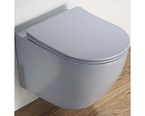 Унитаз CeramaLux 2197MHL подвесной Голубой матовый с сиденьем Микролифт