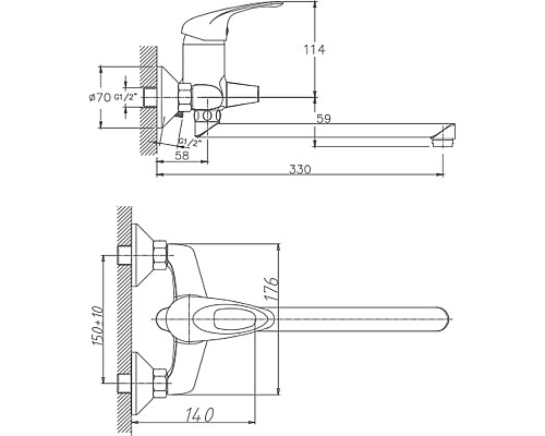 Смеситель для ванны Haiba HB2203 универсальный Хром