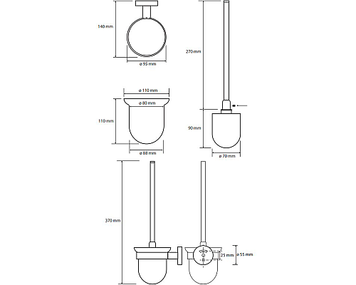 Набор аксессуаров для ванной Bemeta Omega 3 204301 Хром