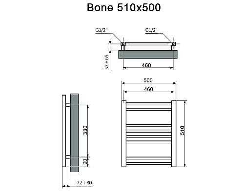Полотенцесушитель Terma Бон 510/500 черн мат