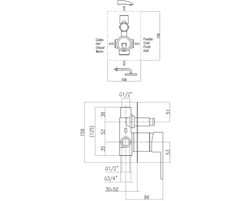 Смеситель для душа Webert Pegaso PE860101560, черный