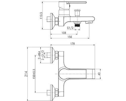 Смеситель для ванны Cersanit Brasko 63021 Хром