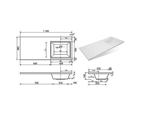 Умывальник Style Line Даллас 100x48 СС-00000516 левый