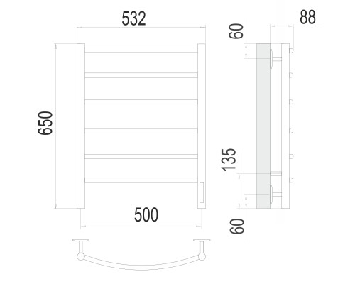 Полотенцесушитель Terminus Электро Классик П6 500х650