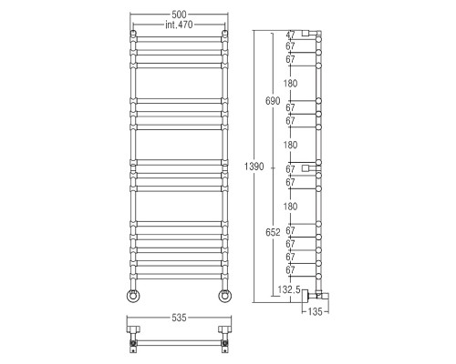 Полотенцесушитель водяной, хром, Margaroli Sole 4644714CRN