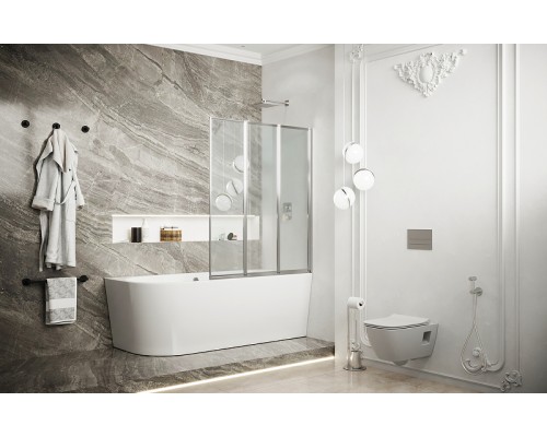 Шторка на ванну Ambassador Bath Screens 120х140 профиль Хром стекло прозрачное