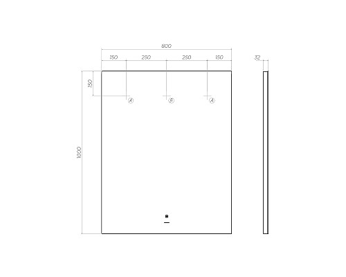 Зеркало Vigo Quadro Classic 80 z.QUA.80.Classic с подсветкой с сенсорным выключателем
