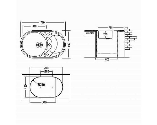 Кухонная мойка TopZero Alla 780.500-49 Titan