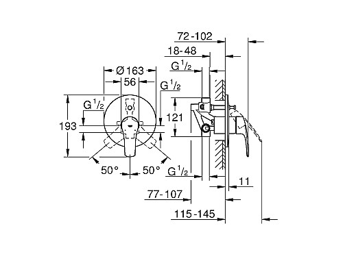 Смеситель для душа Grohe Eurosmart 33305003 Хром