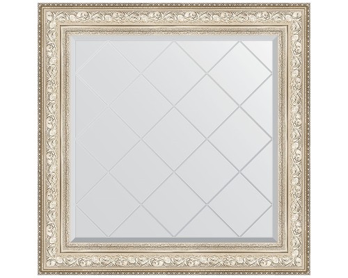 Зеркало Evoform Exclusive-G 90х90 BY 4340 с гравировкой в багетной раме - Виньетка серебро 109 мм