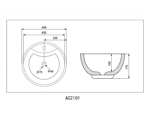 Раковина накладная ABBER Bequem AC2101MB черная матовая