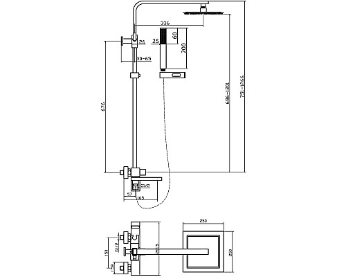 Душевая система Agger Great A2893344 Черная матовая