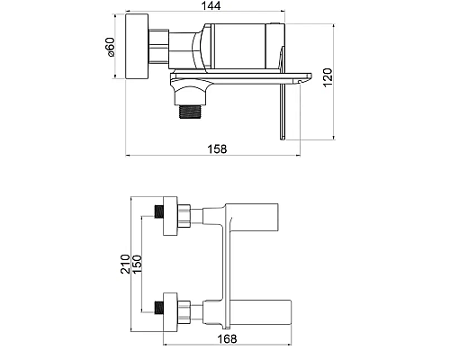 Смеситель для ванны Orange Berni M09-100b Черный матовый