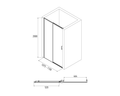 Душевая дверь Alex Baitler 110 AB64B110 профиль Черный стекло тонированное
