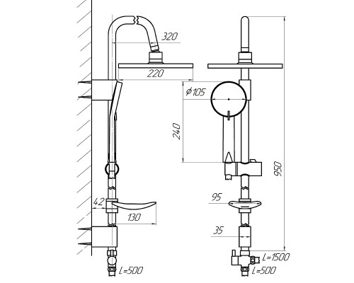 Душевая система Сантаком StOmega Хром