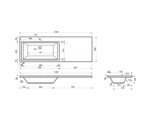 Тумба с раковиной Эстет Dallas Luxe 140 L ФР-00002923 подвесная Белая