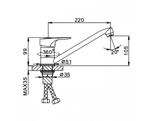 Смеситель для кухни Frap H28 F4228-B Хром