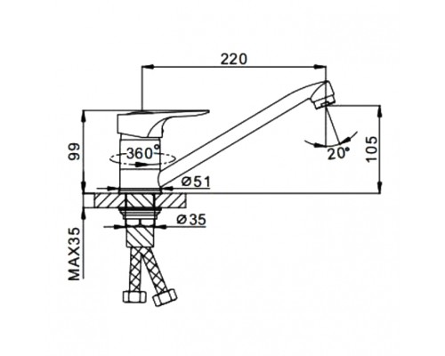 Смеситель для кухни Frap H28 F4228-B Хром
