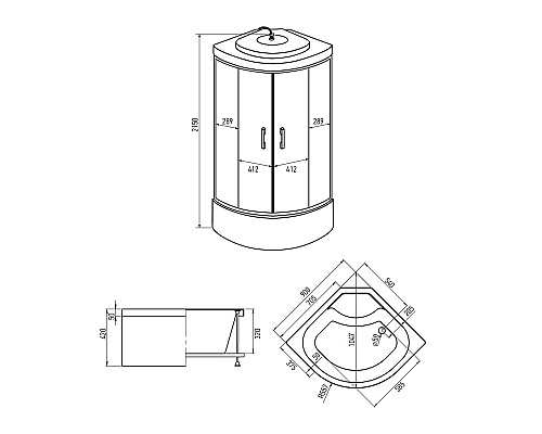 Душевая кабина Erlit Comfort 90х90 ER3509TP-C4-RUS без гидромассажа