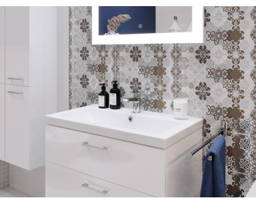 Зеркало Cersanit Led 060 Design Pro 80 KN-LU-LED060*80-p-Os с подсветкой с диммером, часами и подогревом