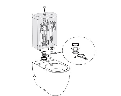 Механизм слива для бачка Kerasan 750990 3/6 л, цвет кнопки хром