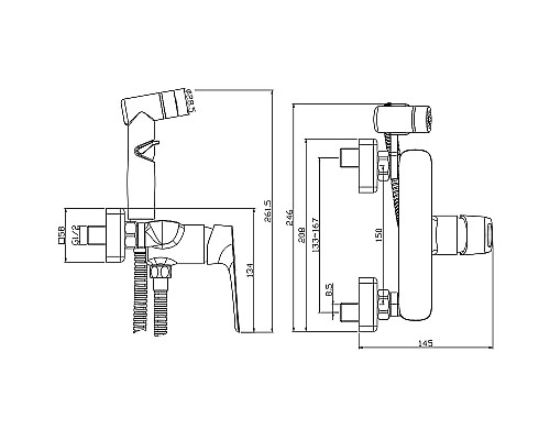 Гигиенический душ со смесителем Rossinka RS46-52 Хром