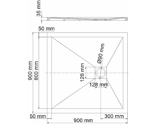 Поддон из искусственного камня WasserKRAFT Aller 90x90 10T03 Слоновая кость матовая