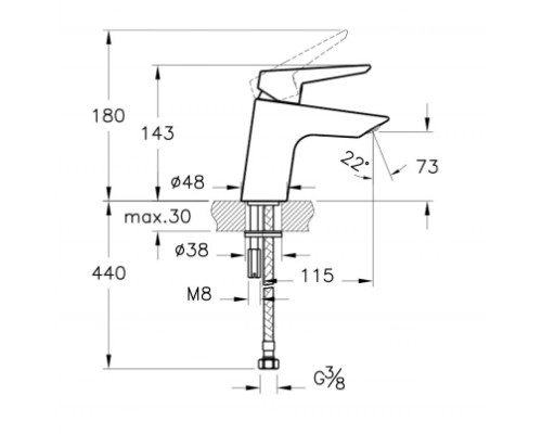 Смеситель для раковины Vitra Solid S A42440EXP Хром