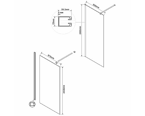 Душевая перегородка Vincea Walk-In 90 VSW-1H900CLGM Вороненая сталь