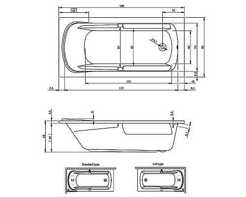 Прямоугольная ванна Riho Future XL 190x90 BC3200500000000