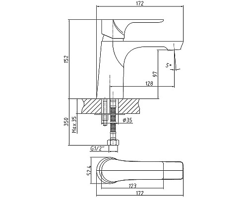 Смеситель для раковины Orange Aristo M19-021b Черный матовый
