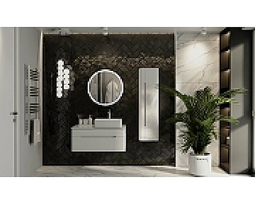 Шкаф пенал Jorno Shine 33 R Shi.04.125/P/W подвесной Белый глянец