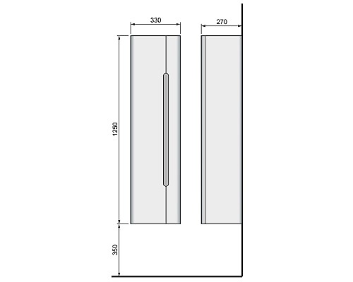 Шкаф пенал Jorno Shine 33 R Shi.04.125/P/W подвесной Белый глянец