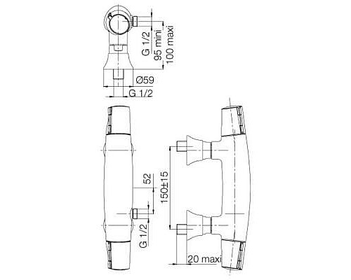 Термостатический настенный смеситель для душа Jacob Delafon E71683CP