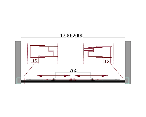 Душевая дверь BelBagno Unique 200 UNIQUE-BF-2-170/200-P-Cr профиль Хром стекло рифленое