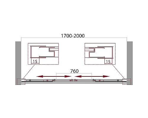 Душевая дверь BelBagno Unique 200 UNIQUE-BF-2-170/200-P-Cr профиль Хром стекло рифленое