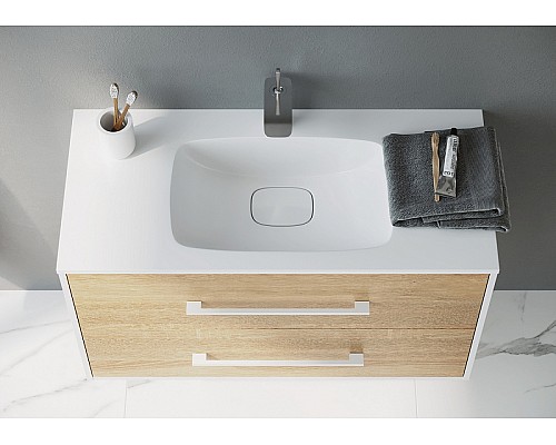 Тумба под раковину Aqwella 5 Stars Маями 75 MAI0175 подвесная Белая Дуб сонома