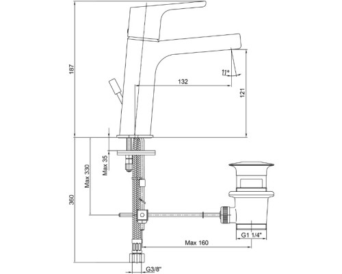 Смеситель для раковины E.C.A. Luna 102108947EX Хром