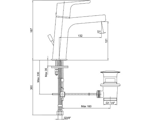 Смеситель для раковины E.C.A. Luna 102108947EX Хром