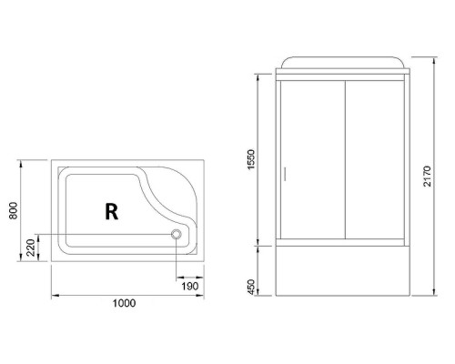 Душевая кабина Royal Bath 100x80 без гидромассажа