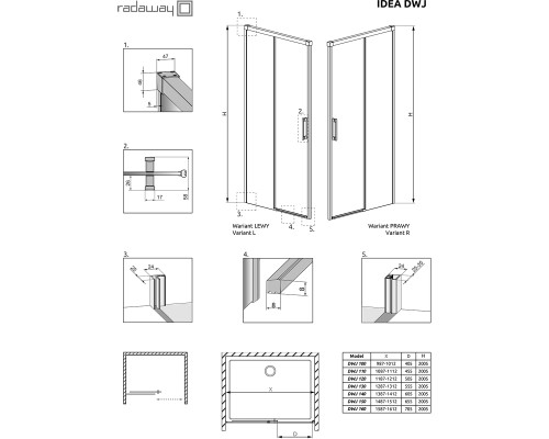 Душевая дверь Radaway Idea DWJ 130 R профиль Хром стекло прозрачное