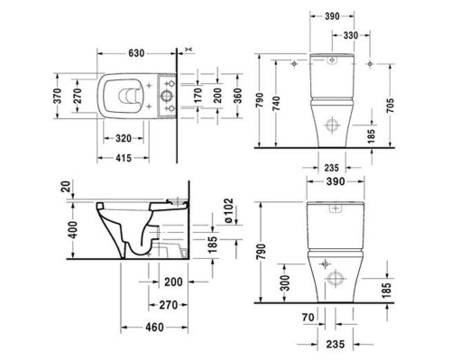 Унитаз компакт Duravit Durastyle 2155090000 без бачка и крышки-сиденья