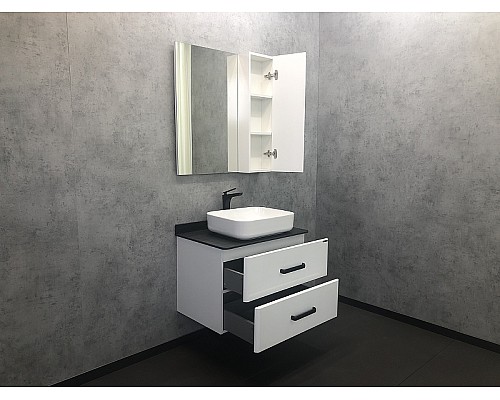 Тумба с раковиной Comforty Амстердам 75 00-00004668 подвесная Белая глянцевая