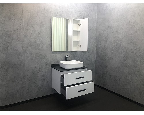 Тумба с раковиной Comforty Амстердам 75 00-00004668 подвесная Белая глянцевая