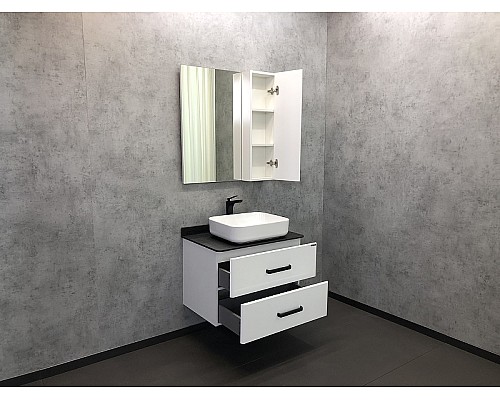 Тумба с раковиной Comforty Амстердам 75 00-00004668 подвесная Белая глянцевая