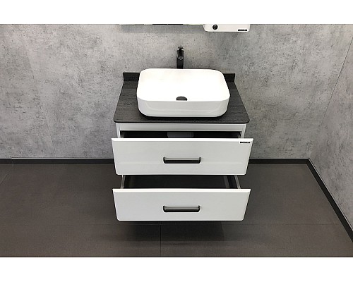 Тумба с раковиной Comforty Амстердам 75 00-00004668 подвесная Белая глянцевая