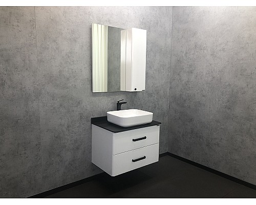 Тумба с раковиной Comforty Амстердам 75 00-00004668 подвесная Белая глянцевая