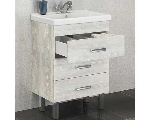 Тумба с раковиной Comforty Никосия 60Н 00004142203 Дуб белый Тумба с раковиной Comforty Никосия 60Н 00004142203 Дуб белый